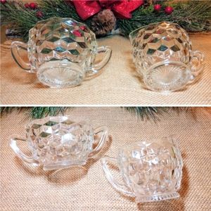 Jeanette Clear Cubist Glass | Creamer & Sugar Bowl Set